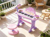 Pink 32-Key Kids Toy Piano Princess Style with Stool, MP3, Record, Flashing Lights & Microphone 66068426