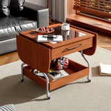 Modern Extended Coffee Table with Wheels, Folding Coffee Table with 1 drawer and 2-Tier Storage, GL-N735P231426N