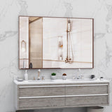 60"x40" Oversized Modern Rectangle Bathroom Mirror with walnut Frame Decorative Large Wall Mirrors W708P297606