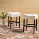 Set of 2, 26.75" Backless Leather Counter Height Barstool, Beige 74492.00FBGE