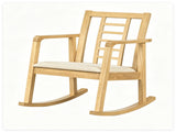 Heavy-Duty Solid Wood Rocking Chair, Ergonomic Accent Armchair with Breathable Ladder Back for 95738735