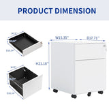 2 Drawer Mobile File Cabinet with Lock Steel File Cabinet for Legal/Letter/A4/F4 Size, Fully W252125346