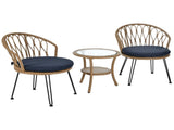 Outdoor Leisure Set, 2 Rattan Single Chairs with A Glass Round Table, Perfectly Suited for N711P256422V