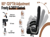 Executive Office Chair High Back PU Leather Desk Chair with Spring Seat Cushion, Ergonomic Swivel W3835P483845