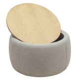 Round Storage Ottoman, 2 in 1 Function, Work as End table and Ottoman, Grey W48735177
