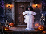 49" Halloween Animatronic Doll Girl Prop, Sound & Button Activated with Glowing Red Eyes, Shakeable 22848715