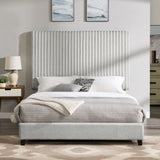 Queen Size Minky Stone Upholstered Platform Bed B108P160254