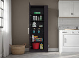 Fairfield Utility Storage Cabinet with 6-Tier Shelf and Broom Hangers, Black Wengue B097P474303