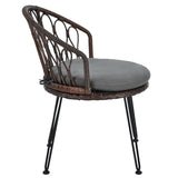 U_STYLE Outdoor Leisure Set, 2 Rattan Single Chairs with A Glass Round Table, Perfectly Suited for N711P256422D