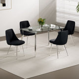 Modern simple velvet black dining chair home bedroom stool back dressing chair student desk chair W210115307