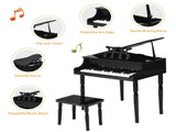 Black Kids Piano 30-Key Wood Toy Kids Grand Piano with Bench and Music Rack 65950282