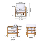 Outdoor Acacia Wood Patio Club Chair, Wood Patio Furniture,Waterproof Thick Cushion Deep Seating for 71518.00WHI