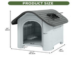 Waterproof Plastic Dog House with Adjustable Skylight and Elevated Floor, Outdoor Indoor Doghouse 03749047
