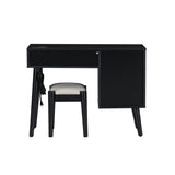 39" Retro Bohemian Style Wooden Makeup Vanity Set with Charging Plug&USB Port and Stool, Dressing N733P180011B