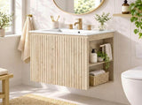 24-Inch Wall-Mounted Bathroom Vanity with Ceramic Sink, 2-Door Cabinet, U-Shaped Adjustable N729P512888N