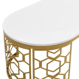 Modern Oval Coffee Table with Cut-Out Pattern Metal Stainless Steel Frame in 47.2" N735P192911K