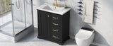 ZNTS 30" Bathroom Vanity with Sink, One Package, Black Bathroom Cabinet with Drawers, Solid Frame and MDF N725P192829B