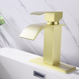 Waterfall Spout Bathroom Faucet,Single Handle Bathroom Vanity Sink Faucet TH1501BG