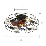 Indoor Low Profile 20 Inch Industrial 7 Blades Remote Control Ceiling Fan with Bulb Light W93456410