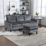 UNITED WE WIN Sofa for three, solid wood frame, Chenille fabric, side pocket, with two cup holders, W1568142738