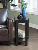 ZNTS Contemporary Black Finish Chairside with Lower Shelf Wedge Shape Wooden Furniture 1pc Side B011P175355