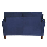 Blue Velvet Upholstery 1pc Comfort Loveseat Plush Seatbacks Tufted Detail Solid Wood Frame Modern B011P204911