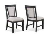 2pc Contemporary Dining Side Chair Upholstered Padded Seat Back Gray Finish Wooden Furniture Dining B011P146013