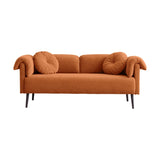 ZNTS 68.5" Modern Lamb Wool Sofa With Decorative Throw Pillows for Small Spaces W848P152953