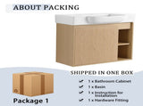 28'' Wall-Mounted Bathroom Vanity with White Ceramic Sink & Soft-Close Door, KD-Packing, W999P556325