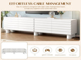 Stylish Thick Wavy Door TV Cabinet with Adjustable Shelves, Cream Style TV Stand with 4 Cabinets for N721P350797K