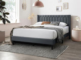 Modern Eye-Catching 1pc Queen Size Bed Charcoal Burlap Fabric Unique Diamond Design Headboard B011P238958