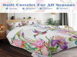 Colorful Bird Flower Design Quilt Set 3 Pieces King Size Soft Warm Bedding Set Include 1 Quilt And 2 15988841