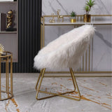 Slatina Faux Fur Upholstered Accent Chair, White T2574P164507