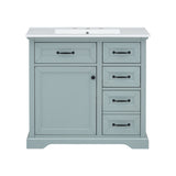 36" Bathroom Vanity with Sink, Ceramic Sink, 2 Tip-out Drawers, Soft Close Door Hinges, Grey N759P223021E