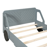 Twin Size Car-Shaped Platform Bed with Wheels,Gray WF311752AAE