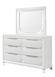 ZNTS 1pc Modern Contemporary Dresser w Six Storage Drawers Jewelry Tray White Cream Finish Bedroom Wooden B011P215601