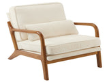 Low Arm Accent Chair - Off-White Corduroy Upholstered Indoor Lounge Chair, Compact Single Seater 07121818