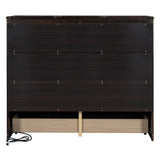 ZNTS Full Size Murphy Bed with USB Port and a Large Drawer, Espresso N708P205903P