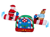 4.7 FT Lighted Christmas Inflatable Decoration, Large Motorized Seesaw with Santa and Reindeer, 16580113