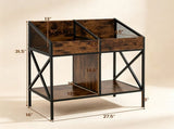 2-Tier Vinyl Record Storage Rack, Industrial Wood & Metal Record Display Stand with Anti-Tipping 67222313