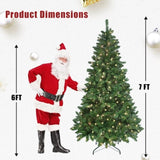 Artificial 7ft Green RGB-lit Christmas Tree with 1063PVC Mixed Branch Tips,Hinged Premium & Foldable 81177802