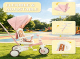 Pink 7-in-1 Toddler Tricycle Stroller for 1-5 Years Old, Adjustable Push Handle, Rotatable Seat, 03510284
