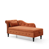 Aijia 60" Velvet Multifunctional Storage Chaise Lounge Buttons Tufted Nailhead Trimmed Solid Wood W111749343