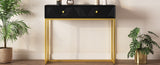TREXM Modern Sleek Console Table Two Drawers with Stripe Design for Living Room and Entryway N715P201976B