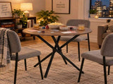31.5 in Round Dining Table for 2-4, Small Space Kitchen Table with Metal Legs, Espresso Brown 28899215