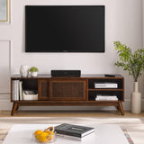 59 Inch Mid Century Modern Rattan TV Stand for 65 Inch TV, Entertainment Cabinet, Media Console for W1801115776