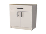 Ivory and Natural Oak 2-Door Kitchen Pantry with 1 Drawer B062P227649