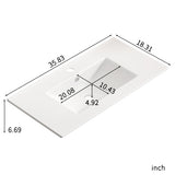 36inch Bathroom Vessel Sink, Ceramic Bathroom Vanity Sink Top with Overflow, with Overflow, No Drain W3402P324608