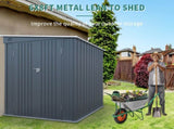 6x8FT Galvanized Steel Outdoor Storage Shed with Lockable Double Doors, Metal Lean to Shed with Free W2556P295413