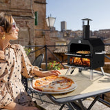 ZNTS Outdoor Pizza Oven Wood Fired 2-Layer Pizza Ovens Outside Pizza Maker with Stone, Removable Cooking 87975879